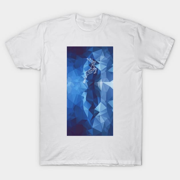 Geometric deer linear blue abstract style T-Shirt by robiman